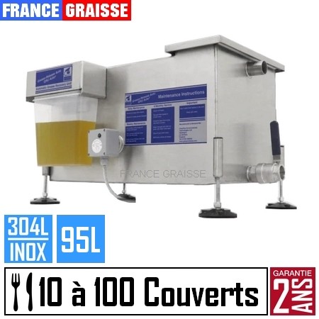 bac à graisse automatique restaurant 100 couverts jour inox professionnel - 95L