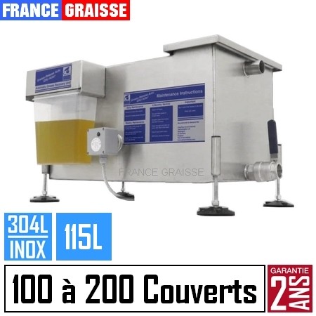 bac à graisse automatique restaurant 200 couverts jour inox professionnel - 115L