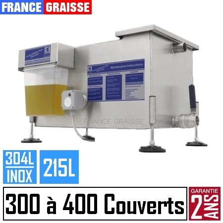 bac à graisse automatique restaurant 400 couverts jour inox professionnel - 215L