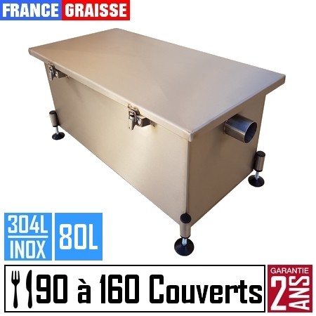 Bac à graisse restaurant 160 Couverts/jour - 80L - Inox sous plonge ou sous évier (Gamme PREMIUM)